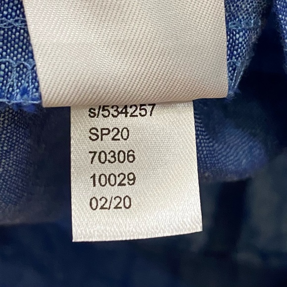 ANN TAYLOR Chambray Puff Sleeve Square Neck Blouse - Picture 12 of 12